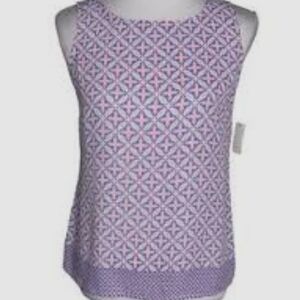Talbots Lavender and Pink Geometric Sleeveless Tank